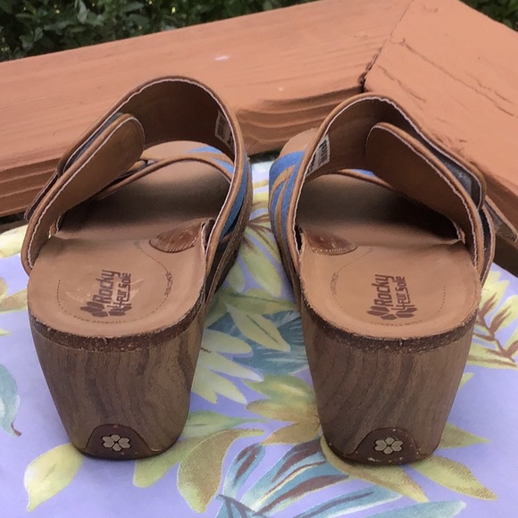 Rocky 4EUR Sole Denim Leather Comfy Sandals 42 New - Picture 5 of 8